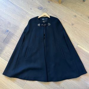 NWOT Zara Wool Cape in Black size L